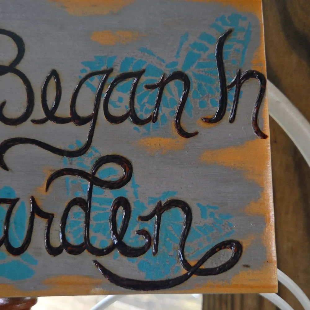 Upcycled Spindle Garden Sign